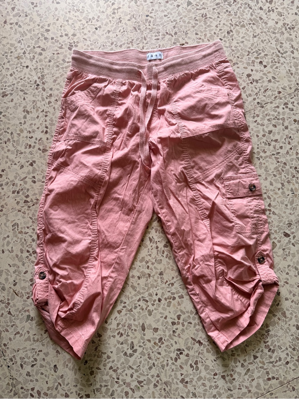 Light Pink Cargo Capris with Drawstring Waist